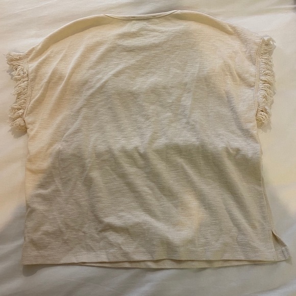 Shilla Light Tan Frayed Top - Picture 4 of 5